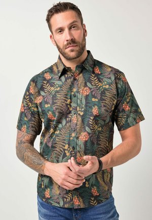 JP1880 HALF-SLEEVE KENT COLLAR MODERN FIT FLORAL PATTERN SHIRT UP TO SIZE 8 XL - Hemd - dark brown