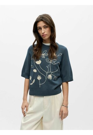 OBJLANEY PULLOVER - Print T-shirt - dark slate