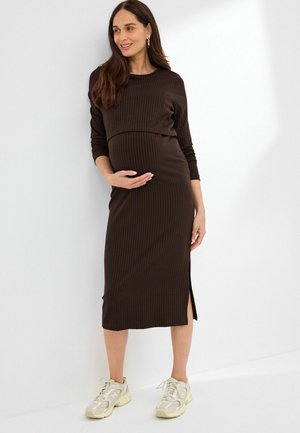 MATERNITY NURSING LONG SLEEVE  - Rochie tricotată - chocolate brown