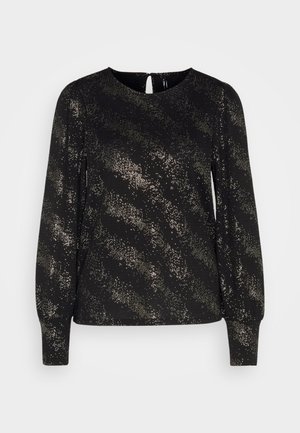ONLY ONLPELLA FOIL PUFF - Μπλούζα με μακριά μανίκια - black/gold