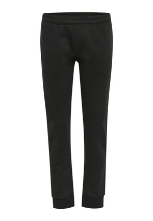 Pantalon de jogging noir slim avec taille élastique et chevilles resserrées, conçu pour un usage décontracté ou sportif.