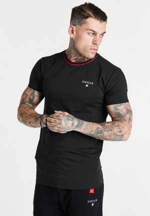 SHORT SLEEVE EMBROIDERY GYM TEE - T-shirt - bas - black