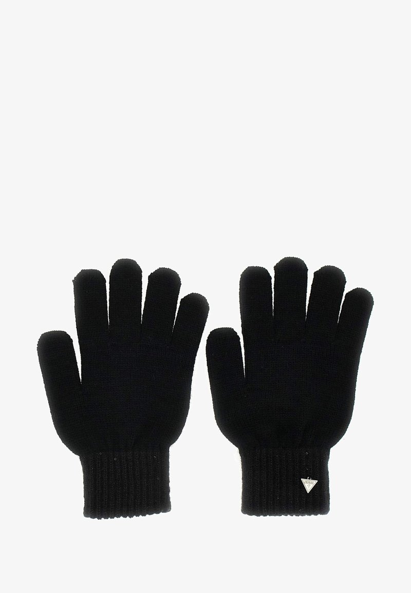 Czarne, dzianinowe rękawiczki z ściągaczem, z pięcioma otworami na palce. Małe, trójkątne logo jest przymocowane do strefy nadgarstka.