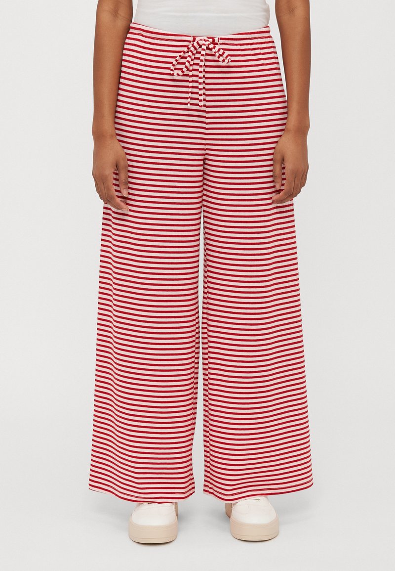 Gina Tricot Petite STRIPED SOFT TROUSERS - Hlače - white/red