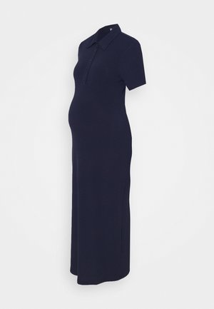 KNIT MIDI DRESS WITH SLIM FIT SLEEVES - Maxi dress - navy