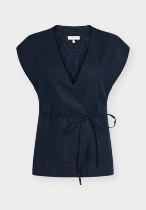 Tommy Hilfiger, LINEN WRAP TIE  - Μπλούζα - dark night navy