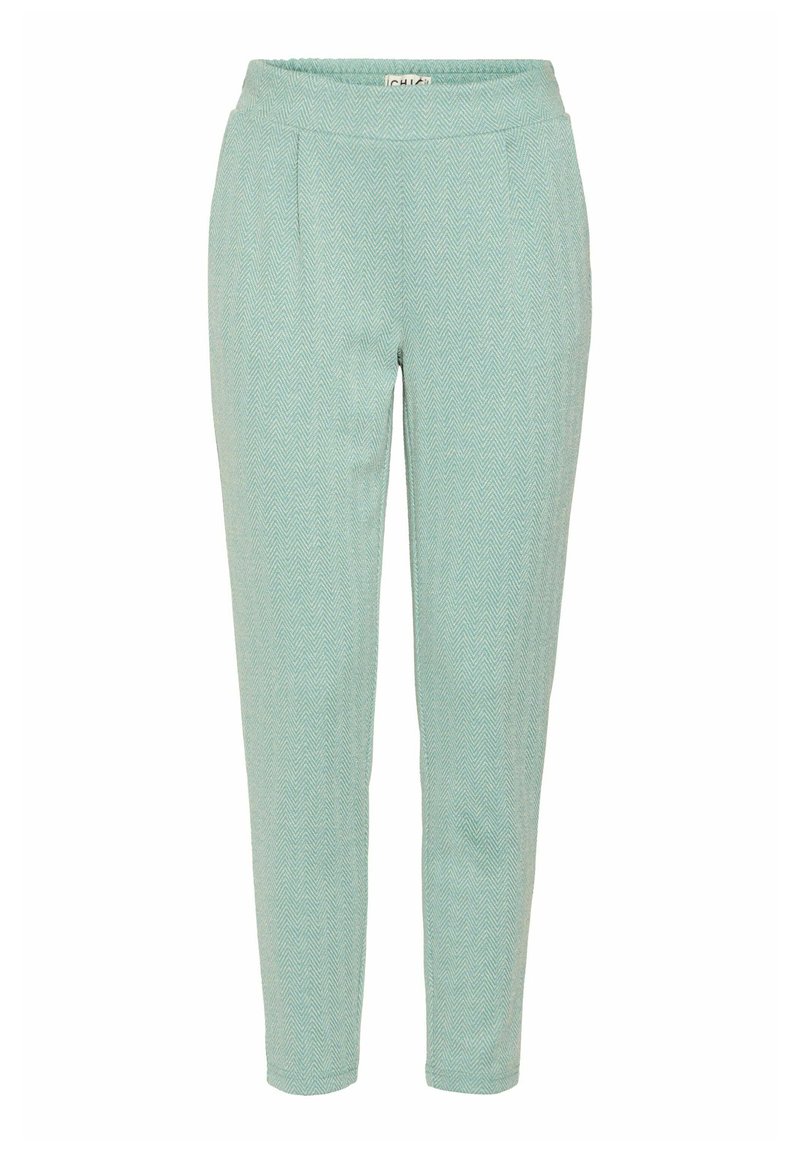 ICHI IHKATE JACQUARD PA8 - Tygbyxor - beryl green almond herringbone ...
