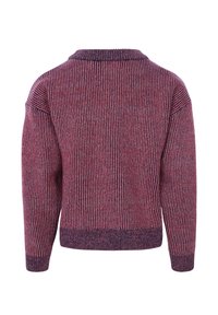 Gestructureerde trui in donkerrood en marineblauw, met verticale ribbels, een ronde halslijn en een relaxte pasvorm met iets verlaagde schouders.