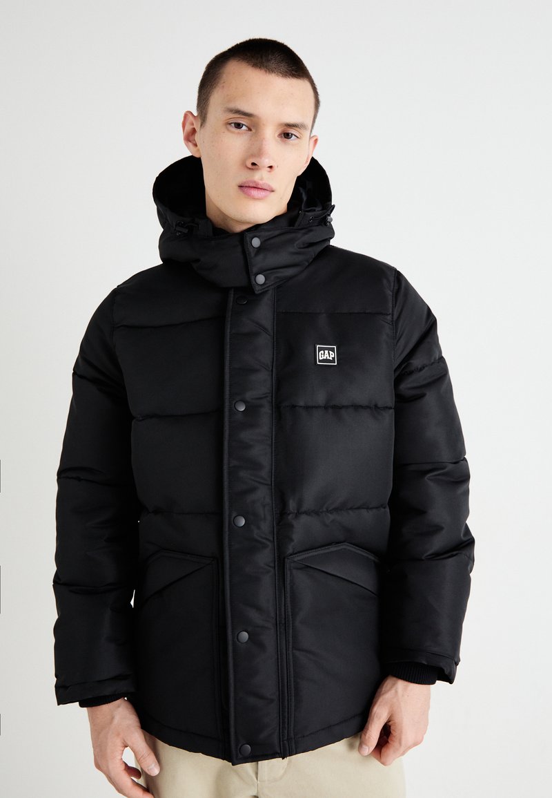 GAP HOODED HEAVYWEIGHT LOGO PUFFER - Ziemas jaka - true black
