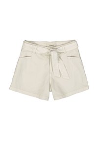 Lichtbeige shorts van katoen, met een dassluiting, twee voorkwaliteiten en een rechte snit met een omgezoomde afwerking.