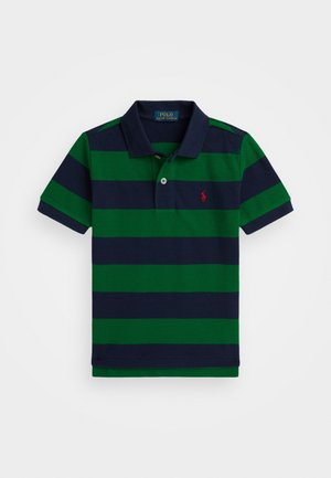 STRIPED COTTON MESH POLO SHIRT - Polo - athletic green/rfined navy