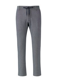 Grijze sweatpants met een gestructureerd breisel, elastische tailleband en externe trekkoord. Rechte snit zonder zichtbare patronen of hardware.