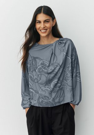 TWIST NECK LONG SLEEVE - Blusa - grey rope print