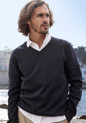 H.I.S V-AUSSCHNITT - Strickpullover - navy