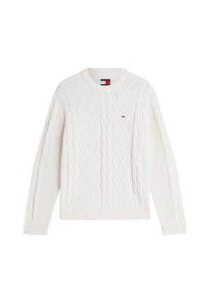 Tommy Jeans, TJM REG CABLE KNIT SWEATER - Pullover - off white