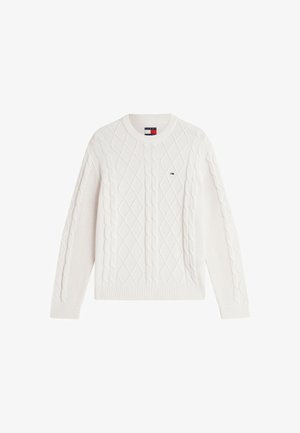 Tommy Jeans, TJM REG CABLE KNIT SWEATER - Pullover - off white