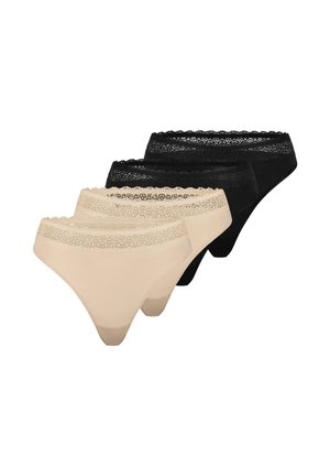 4 PACK - Tanga - schwarz/beige