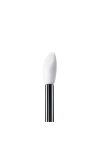 Pennello per trucco con una punta bianca, ovale e morbida, e un manico nero elegante, progettato per un'applicazione precisa e per sfumare i prodotti.