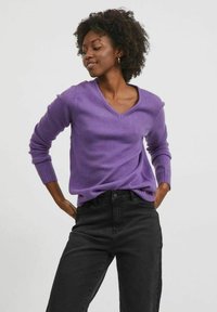 VILA VIRIL L/S V-NECK TOP - Jumper - purple heart