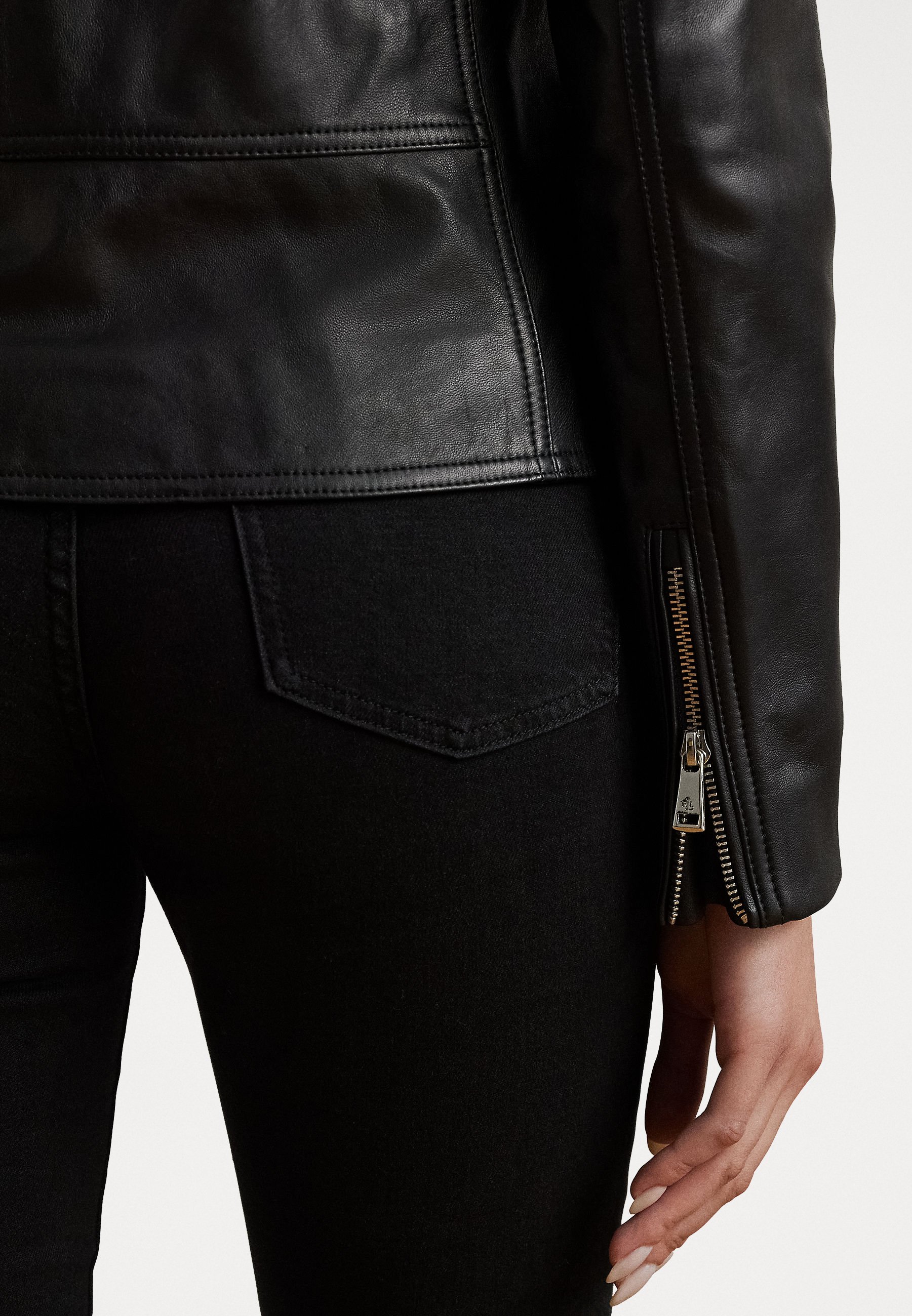 Lauren Ralph Lauren LAMBSKIN MOTO JACKET - Leather jacket - black