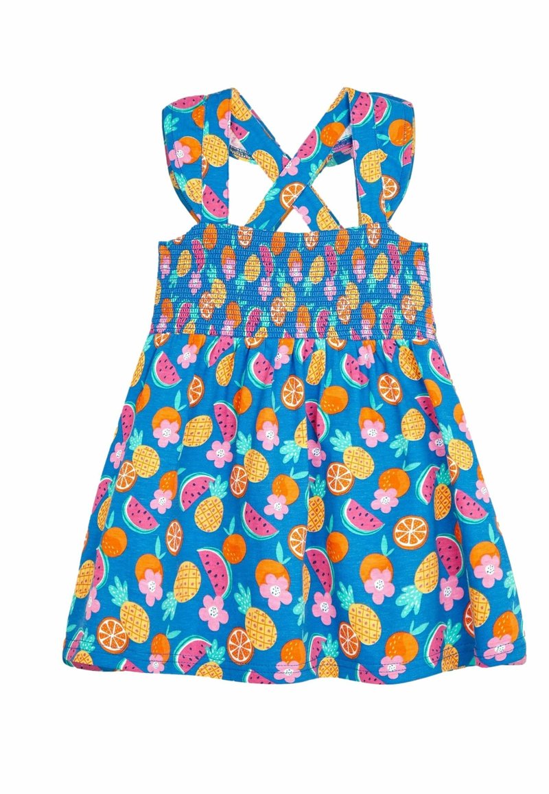 JoJo Maman Bébé CRAB CROSS BACK SMOCKED REGULAR FIT - Nappali ruha -  blue summer fruits