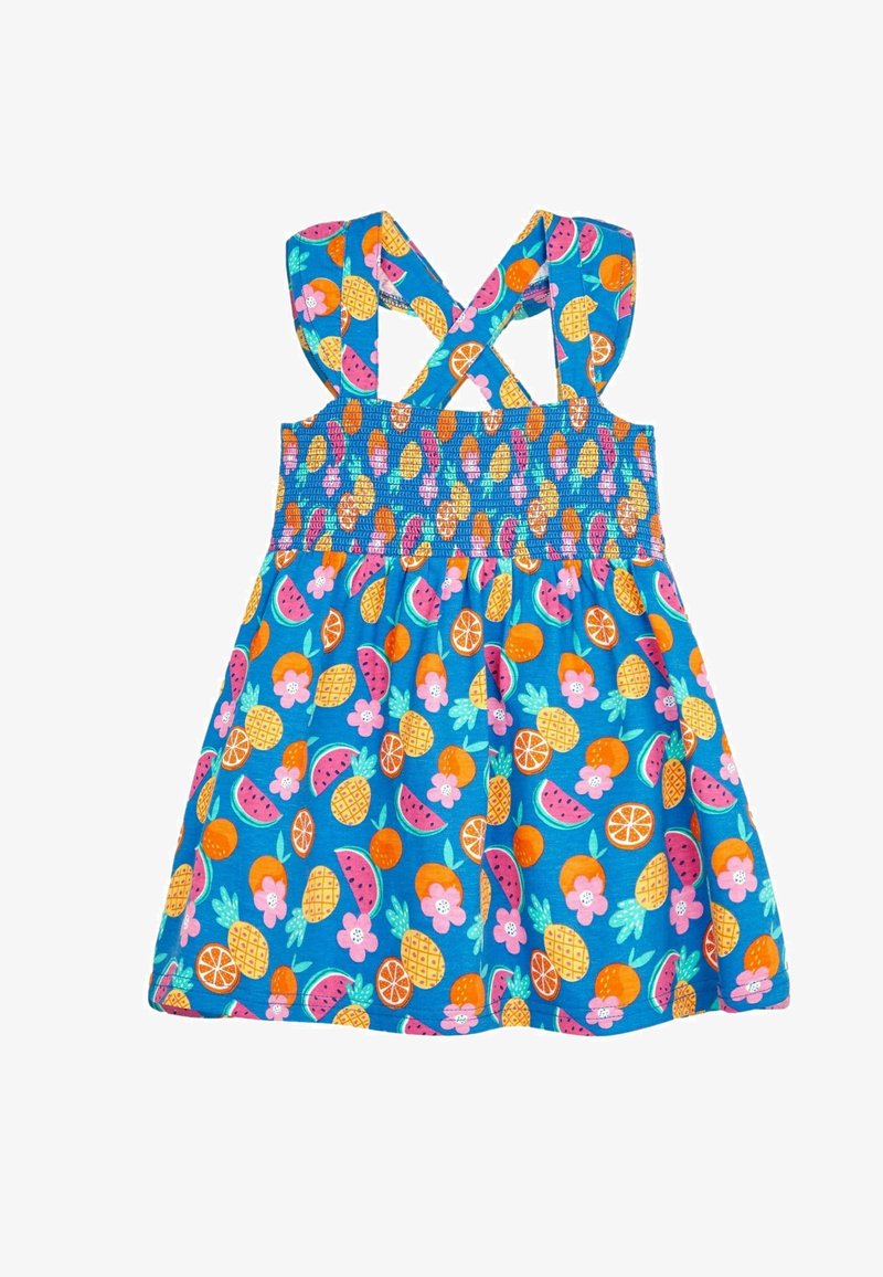 JoJo Maman Bébé CRAB CROSS BACK SMOCKED REGULAR FIT - Nappali ruha - blue summer fruits