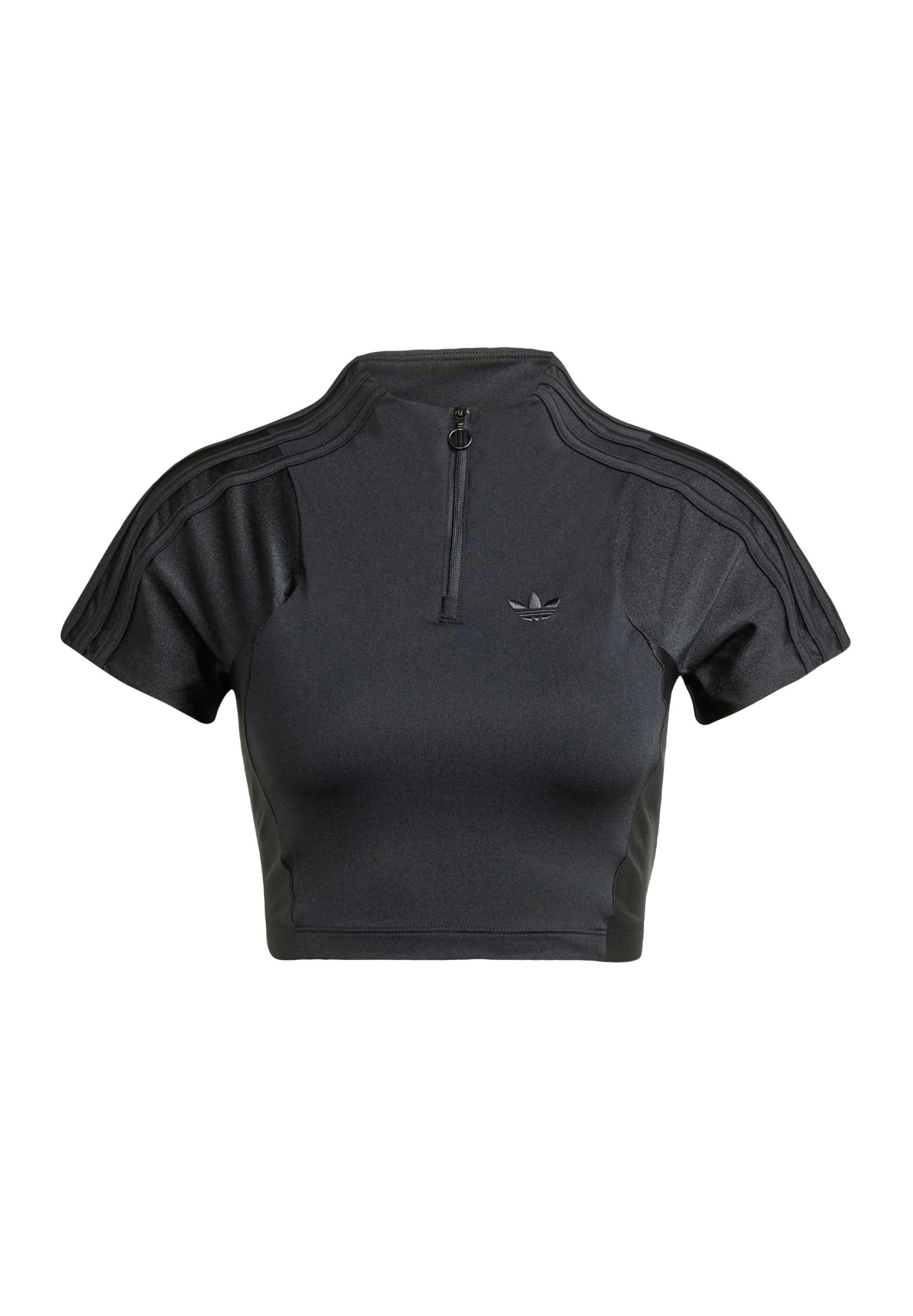 adidas Originals ZIP-UP CROP - Print T-shirt - black