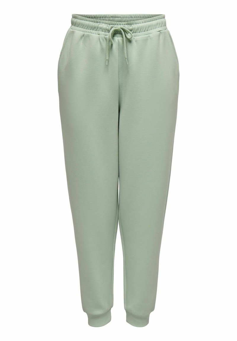 Ljust gröna sweatpants med elastisk midja, justerbar dragsko och sidofickor; tillverkade av mjukt, strukturerat tyg; tapered benen design.