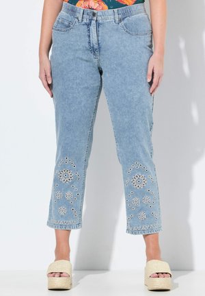 BRODERIE ANGLAISE - Straight leg jeans - light blue