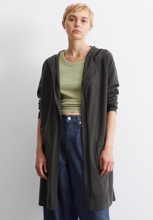 HOOD LONGSLEEVE - Adīta jaka - dark grey melange