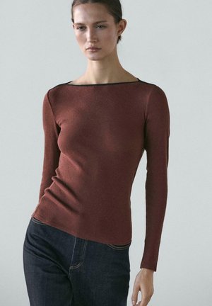 WITH CONTRAST TRIM DETAIL - Maglietta a manica lunga - dark brown