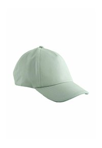 Casquette de baseball en coton vert avec un bord incurvé, design à six panneaux, et accents de broderie. Pas de logos ou motifs visibles.