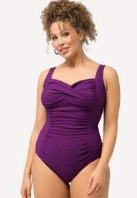 Ulla Popken TEXTURED MONOCHROME  - Badeanzug - dark magenta