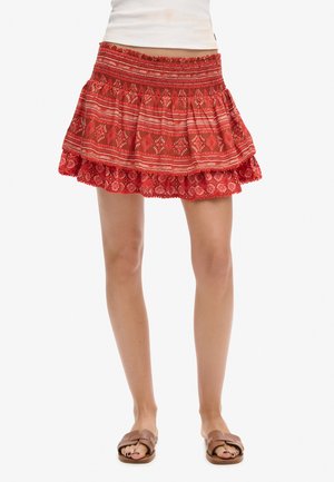 Superdry & Co VINTAGE TIERED  - A-line skirt - red geo print mix