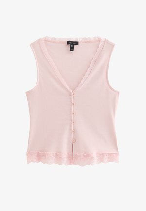 New Look, TRIM BUTTON UP RIB - Top - mid pink