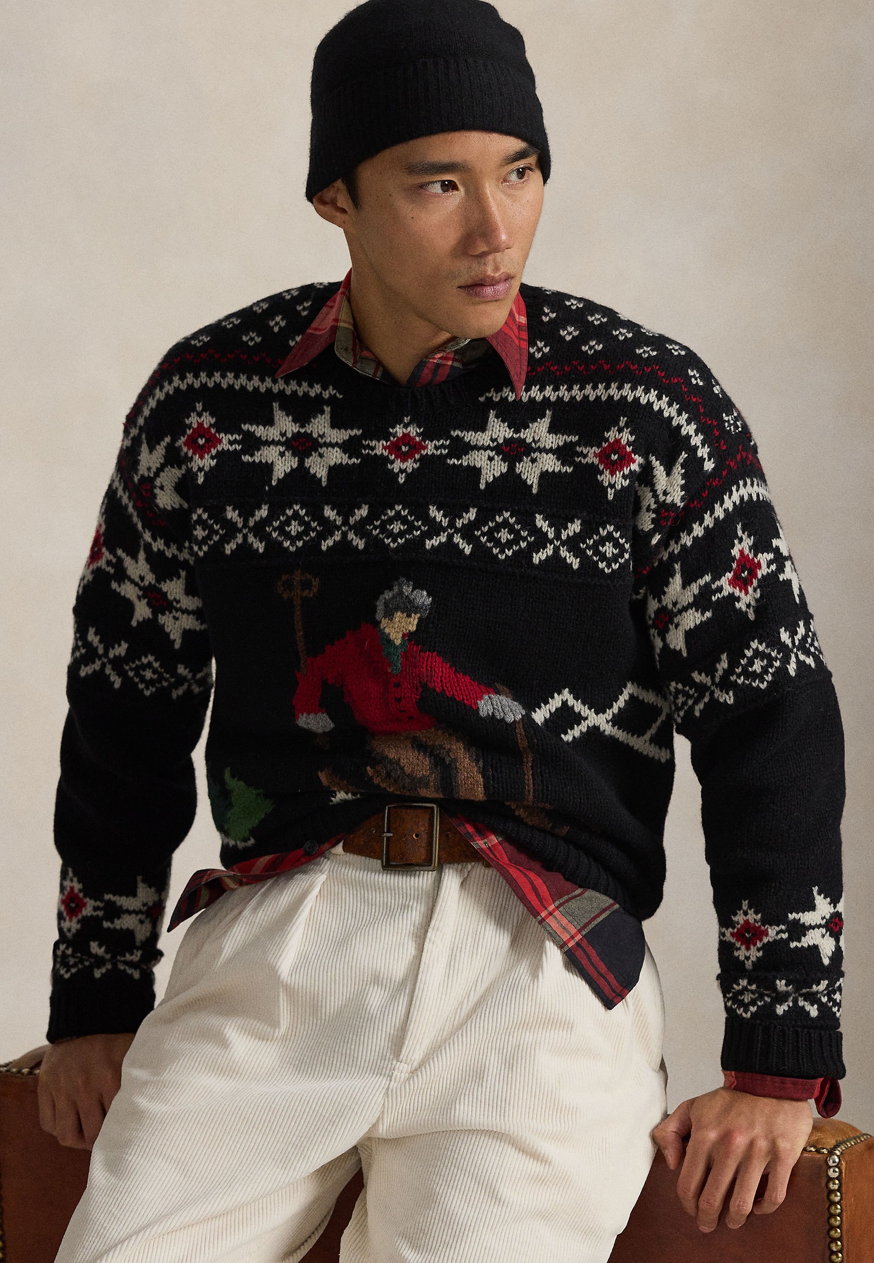 Polo Ralph Lauren WOOL SKIER-GRAPHIC SWEATER - Jumper - black