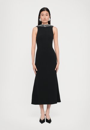 CRYSTAL RHINESTONE BACK DETAIL MIDI DRESS - Iltapuku - black/silver-coloured