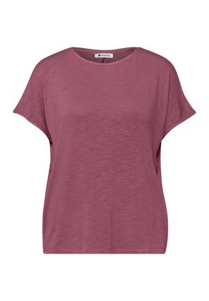 Lilla kortærmet top med rund halsudskæring, løs pasform og let struktur, mærket "Street One" indeni kraven.