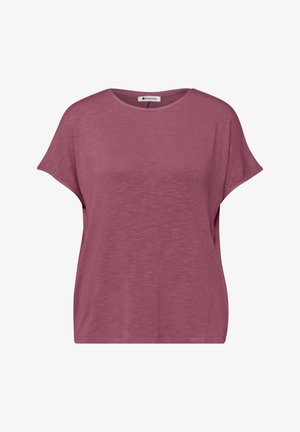 Lilla kortærmet top med rund halsudskæring, løs pasform og let struktur, mærket "Street One" indeni kraven.