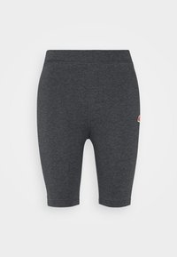 Ciemnoszare spodenki sportowe o gładkiej teksturze, dopasowanym kroju i elastycznym pasie. Zawierają małe logo z boku.