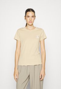 Calvin Klein Jeans MONOLOGO SLIM TEE 2 PACK - Jednoduché tričko - warm sand/bright white