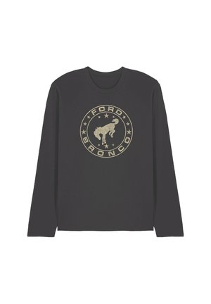 Black long-sleeve shirt with a circular beige Ford Bronco logo featuring a bucking horse and stars in the center of the chest.