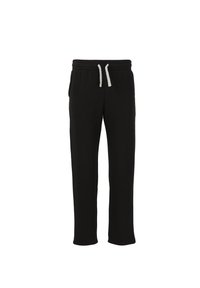 Svarta svettbyxor i mjukt tyg, med resårmidja och snörning samt två sidofickor. Rakt ben-design.