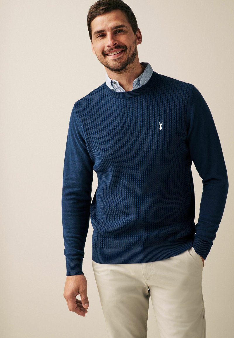 Next MOCK CREW - Stickad tröja - navy blue mini cable