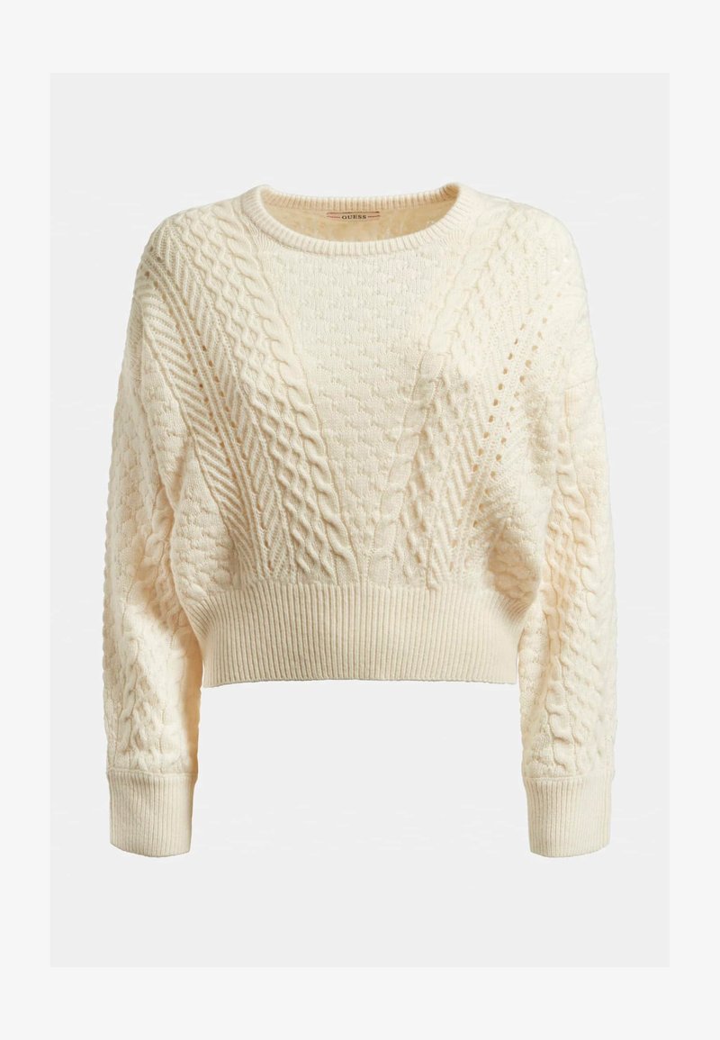 Guess MIT ZOPFMUSTER Pullover creme/écru