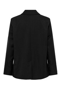 Blazer noir sur mesure à manches longues, vu de dos sur fond blanc.
