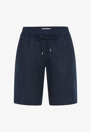 Marineblauwe casual shorts met een elastische tailleband en verstelbare trekkoordsluiting, knielang met eenvoudige zoomdetails.