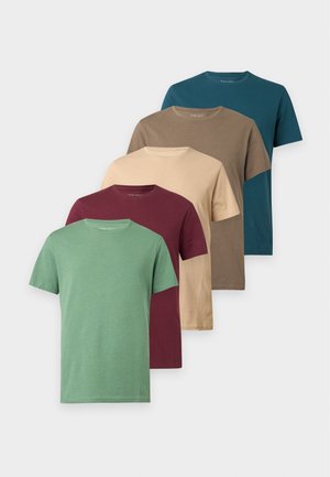 Pier One, 5 PACK - T-shirt basique - green/beige/khaki