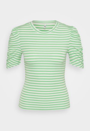 ONLY Petite, ONLBELIA RUCHING - Tricou cu imprimeu - summer green/cloud dancer