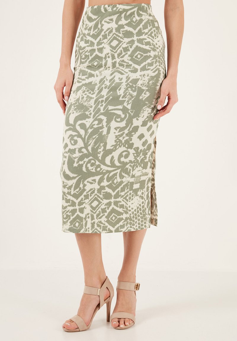 LELA SLIM FIT SET - Pieštukinis sijonas - olive